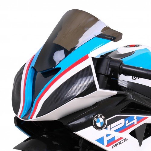 Motorka BMW HP4 na batériu pre deti Biely + Pomocné kolieska + Pomalý štart + EVA + MP3 LED