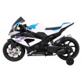 Motorka BMW HP4 na batériu pre deti Biely + Pomocné kolieska + Pomalý štart + EVA + MP3 LED
