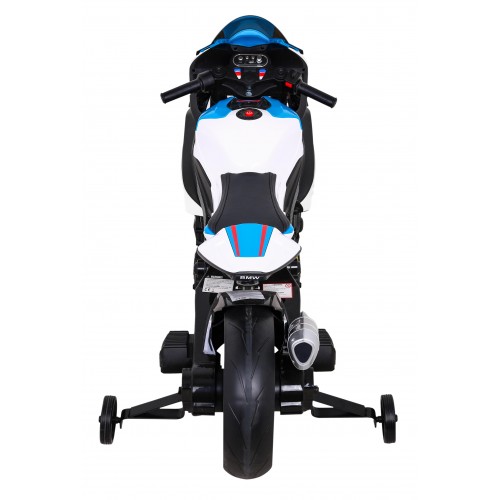 Motorka BMW HP4 na batériu pre deti Biely + Pomocné kolieska + Pomalý štart + EVA + MP3 LED