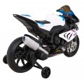 Motorka BMW HP4 na batériu pre deti Biely + Pomocné kolieska + Pomalý štart + EVA + MP3 LED