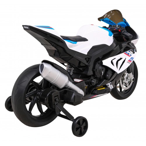 Motorka BMW HP4 na batériu pre deti Biely + Pomocné kolieska + Pomalý štart + EVA + MP3 LED