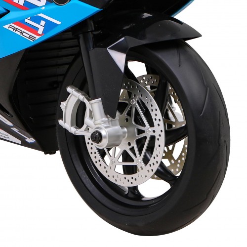 Motorka BMW HP4 na batériu pre deti Biely + Pomocné kolieska + Pomalý štart + EVA + MP3 LED