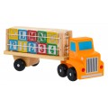 Drevený nákladiak s prívesom a kockami pre deti 2+ Vzdelávacia hračka + Kocky s písmenami číslami