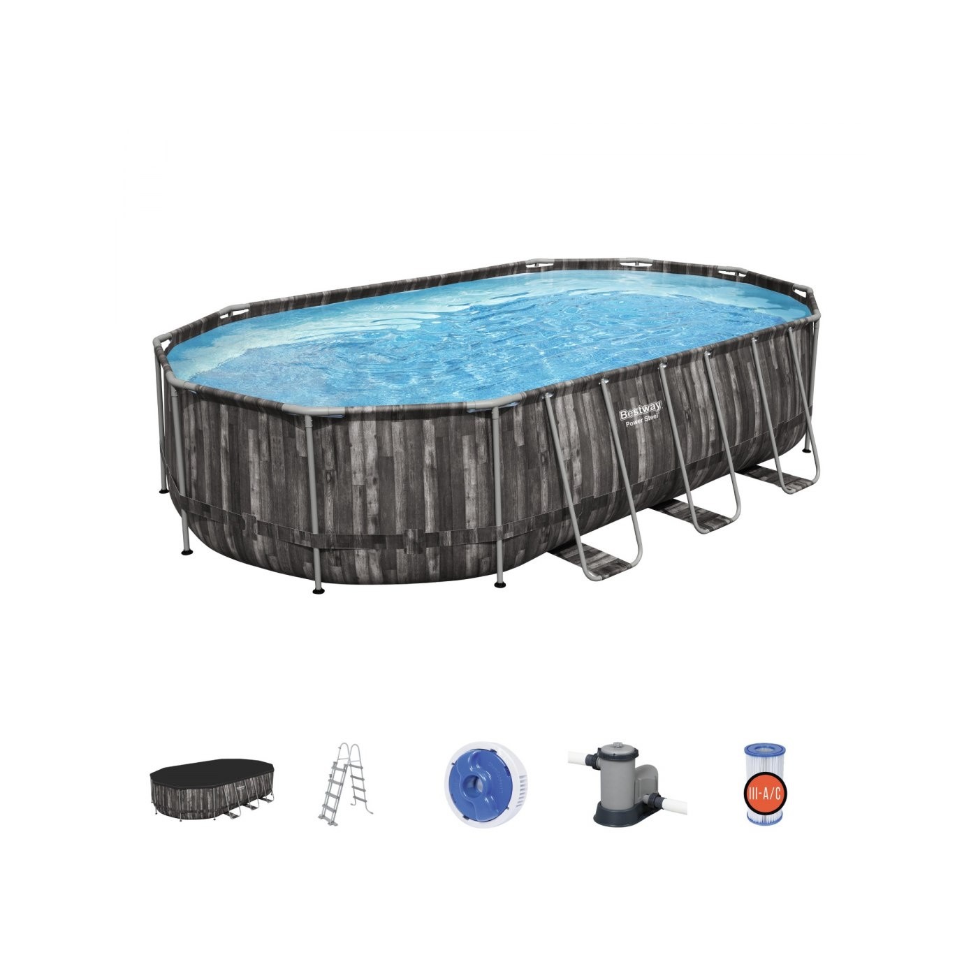 Bazén rámový Power Steel 610x366x122 20x12FT BESTWAY 7w1 Príslušenstvo