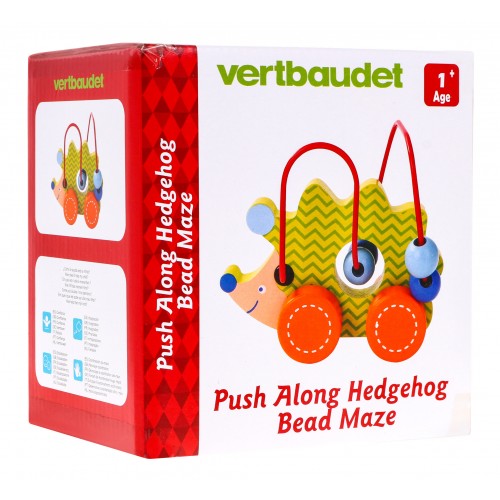 Drevený Jazyk na kolieskach pre deti 12m+ Senzorická prepletačka + Korálky