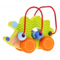 Drevený Jazyk na kolieskach pre deti 12m+ Senzorická prepletačka + Korálky