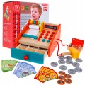 Drevená obchodná pokladňa pre deti 2+ Vysúvacia zásuvka + Počítadlo + Terminál + Čítačka + Príslušenstvo