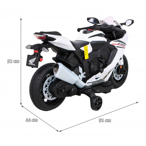 Honda CBR 1000RR Motorka na batériu pre deti Biely + Zvuky MP3 + Pomocné kolieska