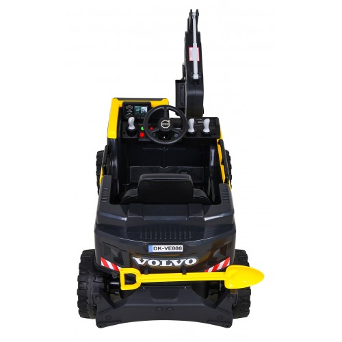 Bager Volvo na batériu Žltý + Pohyblivá lopata + 2 bazény + 150 guličiek + Ovládač + Rádio MP3 + LED