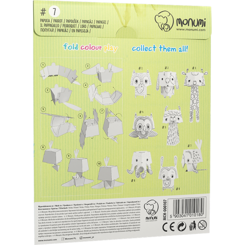 "Papagáj" farebná kniha-skladačka 3D pre deti