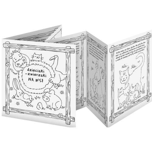 Farebná kniha-harmonika "Deti-zvieratká na dedine" knižka pre deti