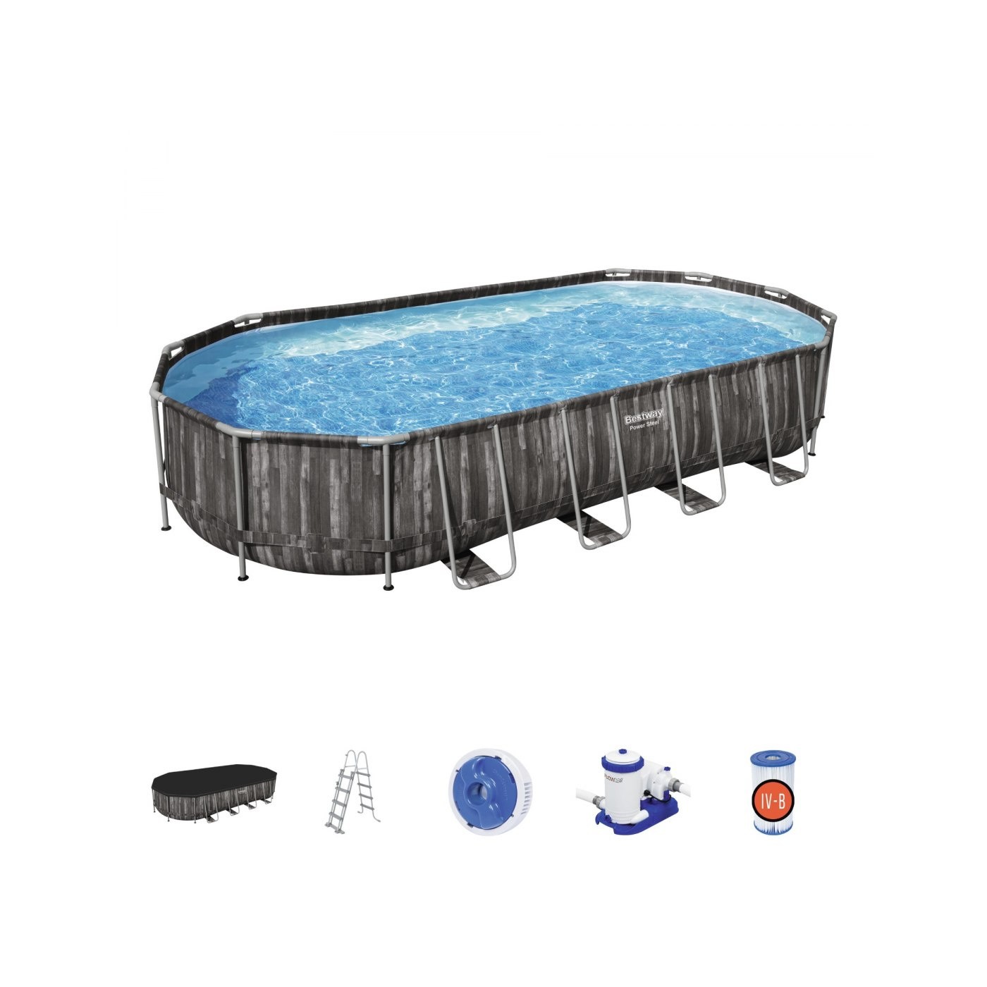 Bazén rámový Power Steel 732x366x122cm 24x12FT BESTWAY 7w1 Príslušenstvo