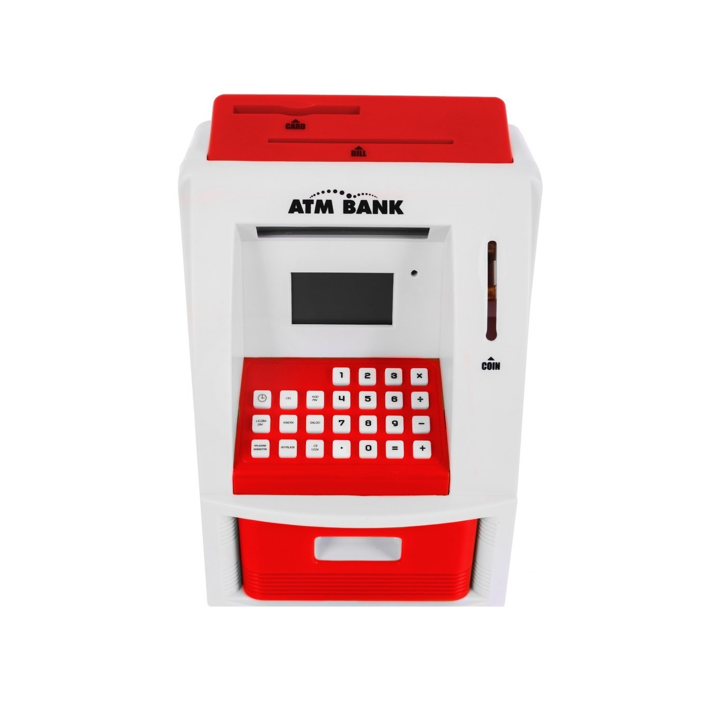 Bankomat pokladnička pre deti 3+ červená Interaktívne funkcie + Bankomatová karta