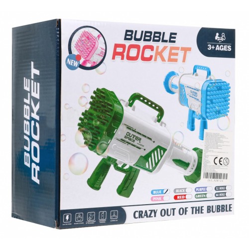 Bublifuk Pištoľ pre deti 3+ modrá Zbraň s ventilátorom + Tekutina na bubliny