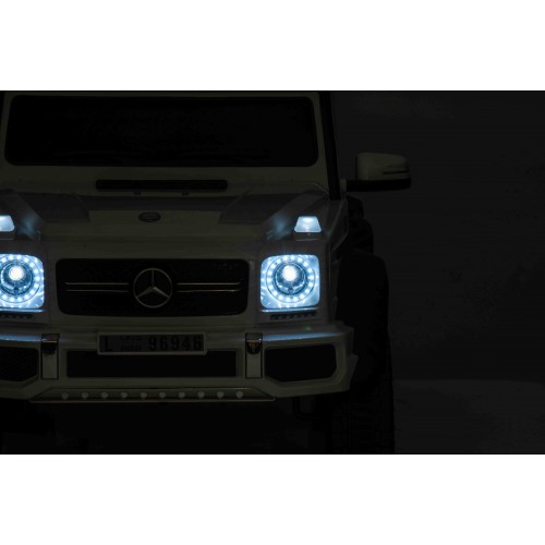 Mercedes G63 AMG Autíčko na batériu Biele + Ovládač + 6 kolies EVA + Pomalý štart + MP3 LED