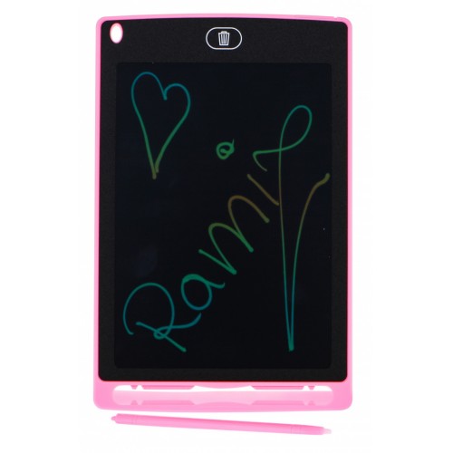 Interaktívny Tablet na kreslenie pre deti 3+ ružový 8,5" + Kreslič + Farebné kresby