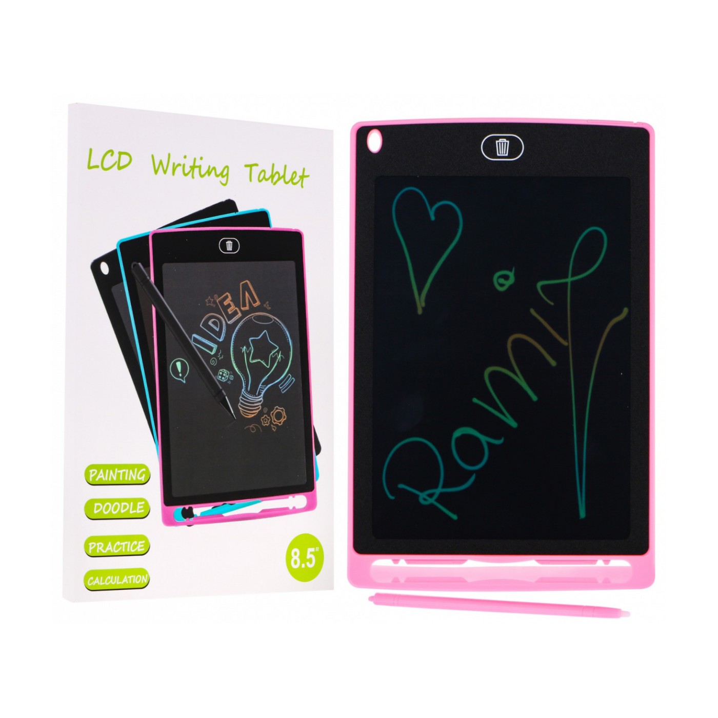 Interaktívny Tablet na kreslenie pre deti 3+ ružový 8,5" + Kreslič + Farebné kresby