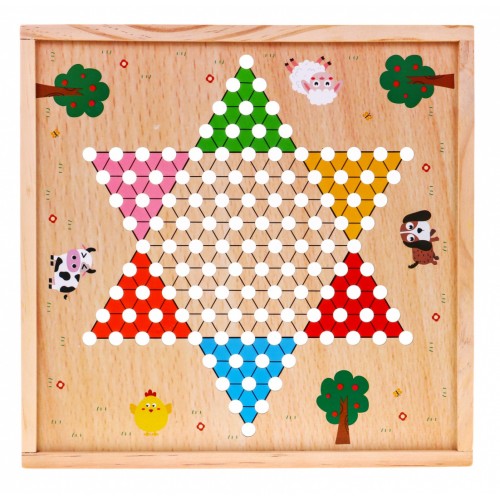 Drevená sada stolových hier 6v1 pre deti Trylma Hady a rebríky Šachy Číňan GO