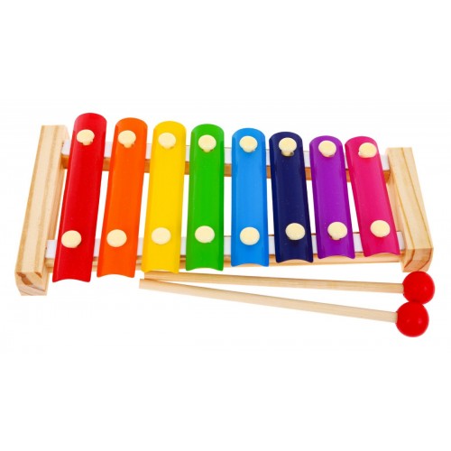 Drevené perkusie pre deti 3+ Prvý hudobný nástroj Dúhové platničky + paličky