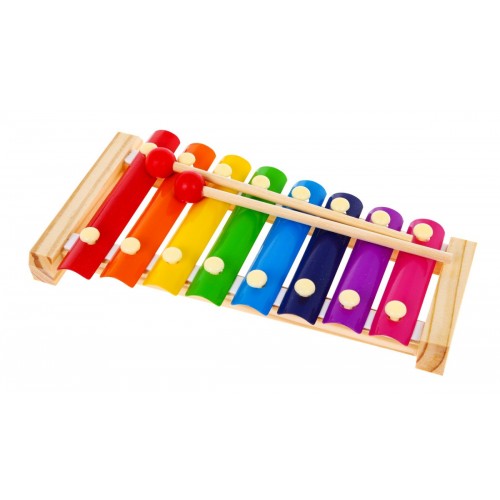 Drevené perkusie pre deti 3+ Prvý hudobný nástroj Dúhové platničky + paličky