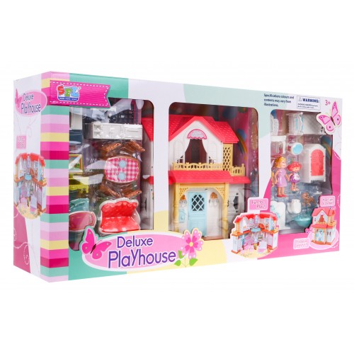 Interaktívny skladací domček s figurkami pre deti 3+ Hra v dome 4 izby