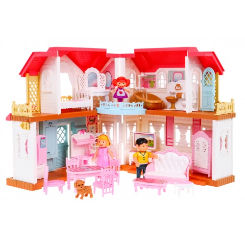 Interaktívny skladací domček s figurkami pre deti 3+ Hra v dome 4 izby