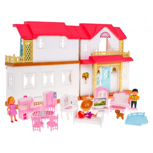 Interaktívny skladací domček s figurkami pre deti 3+ Hra v dome 4 izby