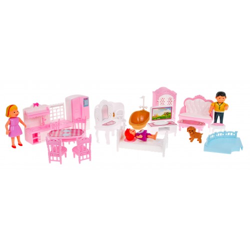 Interaktívny skladací domček s figurkami pre deti 3+ Hra v dome 4 izby