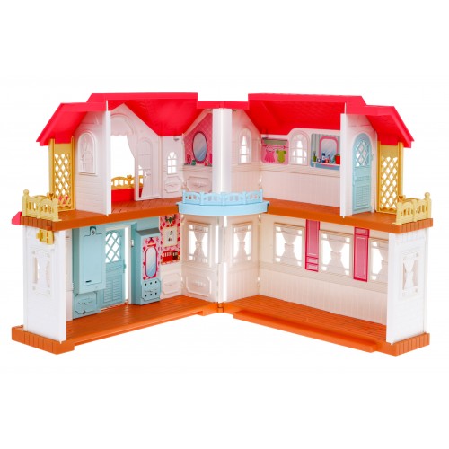 Interaktívny skladací domček s figurkami pre deti 3+ Hra v dome 4 izby