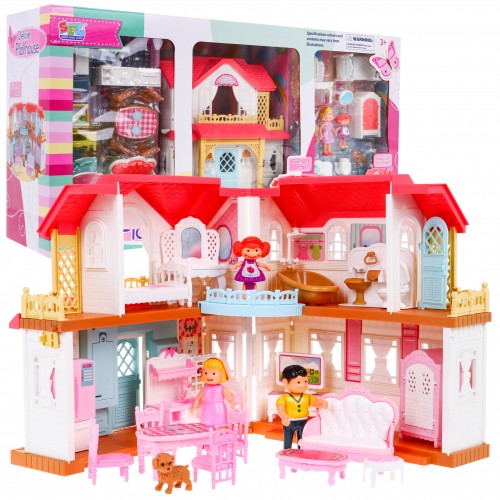 Interaktívny skladací domček s figurkami pre deti 3+ Hra v dome 4 izby