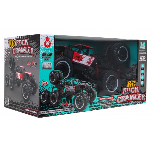 Diaľkovo ovládaný Crawler Rock 1:8 pre deti 6+ Ovládač 2,4 GHz + náhradné kolesá