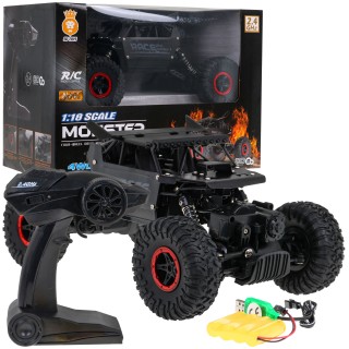 Diaľkové ovládanie Crawler Monster pre deti 6+ Čierny model 1:18 Ovládač 2,4 GHz