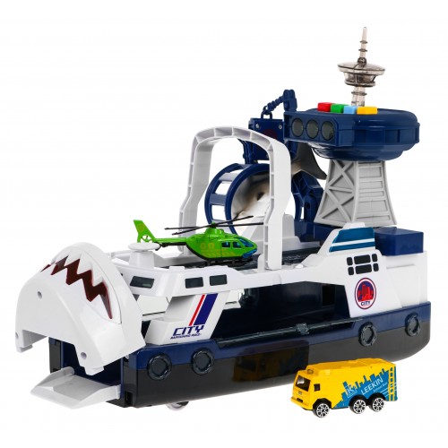 Interaktívna loď policajná pre deti 3+ Príslušenstvo žralok auto vrtuľník