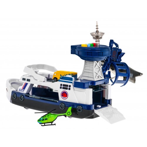 Interaktívna loď policajná pre deti 3+ Príslušenstvo žralok auto vrtuľník
