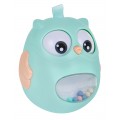 Senzorická hračka sova s hrkálkou pre bábätká - zelená