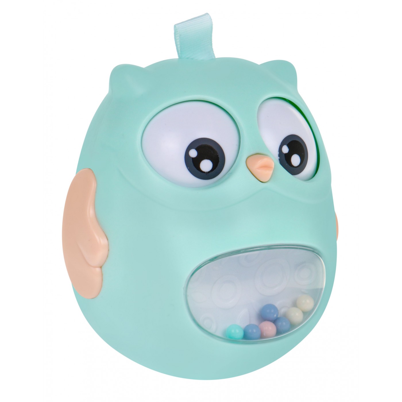 Senzorická hračka sova s hrkálkou pre bábätká - zelená