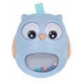 Senzorická hračka sova s hrkálkou pre bábätká - modrá