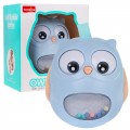 Senzorická hračka sova s hrkálkou pre bábätká - modrá