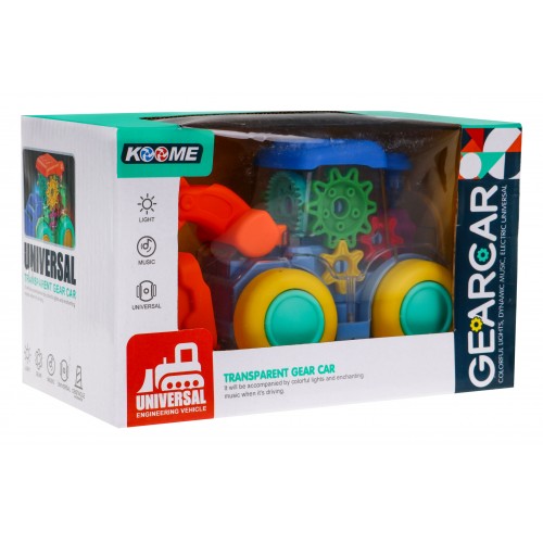 Interaktívny farebný bager s pohonom, pre deti 3+ ozubené kolesá + pohyblivá lopata