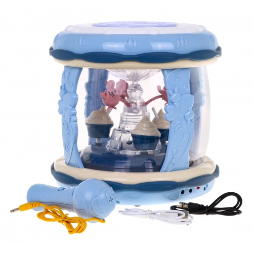 Bubon s mikrofónom pre deti 18m+ Interaktívna multikocka + karusel + zvukový panel