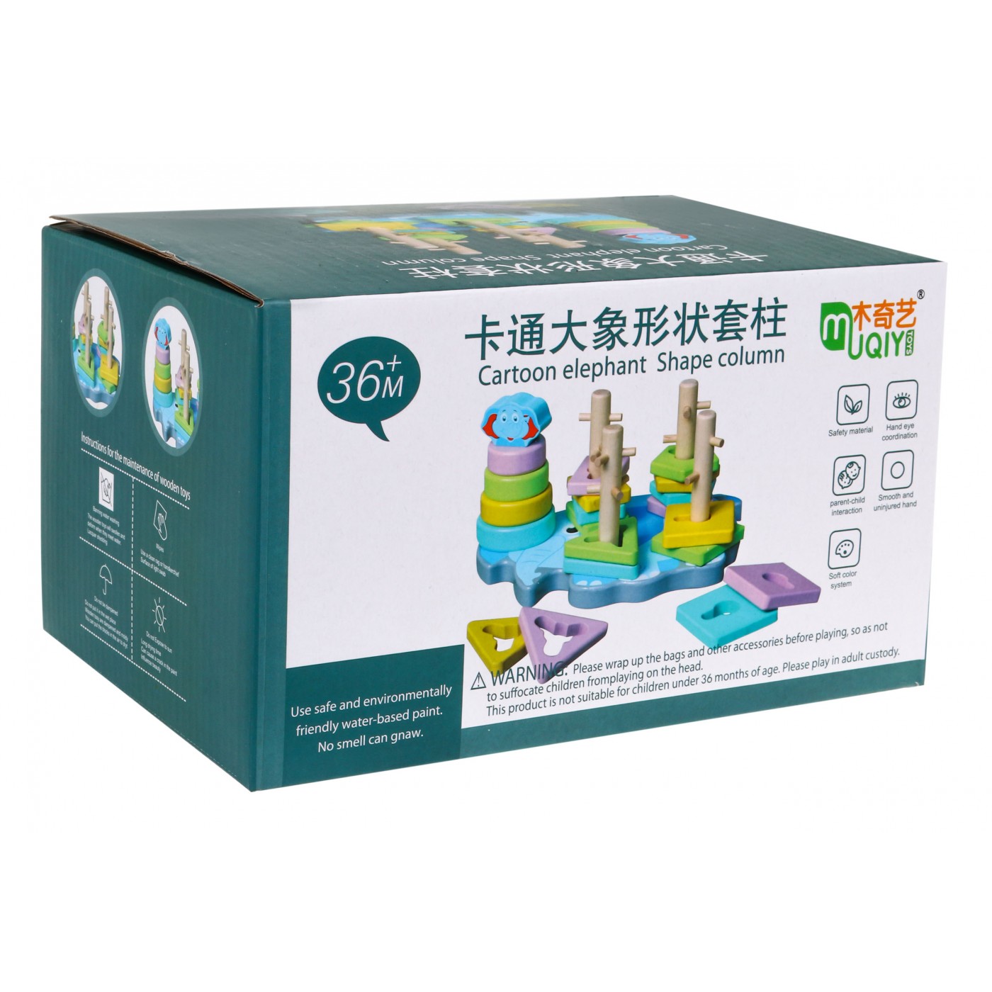 Drevená senzorická ukladačka pre deti - veža pyramída triedič tvarov