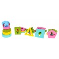 Drevená senzorická ukladačka pre deti - veža pyramída triedič tvarov