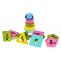 Drevená senzorická ukladačka pre deti - veža pyramída triedič tvarov