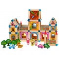 Drevené stavebné kocky pre deti 3+ Farebný MEGA set 268 ks. na stavbu domčeka