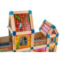 Drevené stavebné kocky pre deti 3+ Farebný MEGA set 268 ks. na stavbu domčeka