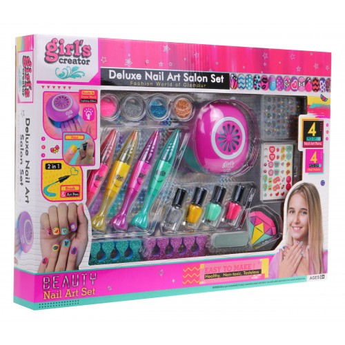 Súprava na manikúru pre dievčatko 6+ Krásny salón 20 ks. Laky + Fixky na nechty