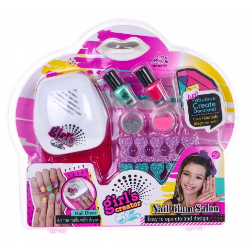 Súprava na robienie nechtov pre deti 8 dielov ? laky + trblietky + sušič
