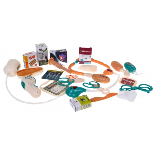 Lekárska súprava pre deti 3+ Vozík + panel EKG 24 ks. Kardiológ Zubár Ortopéd Sestrička