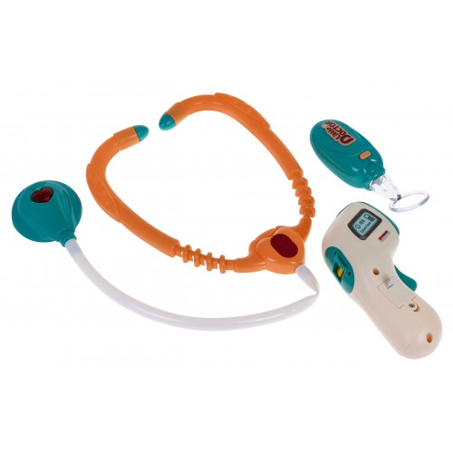 Lekárska súprava pre deti 3+ Vozík + panel EKG 24 ks. Kardiológ Zubár Ortopéd Sestrička