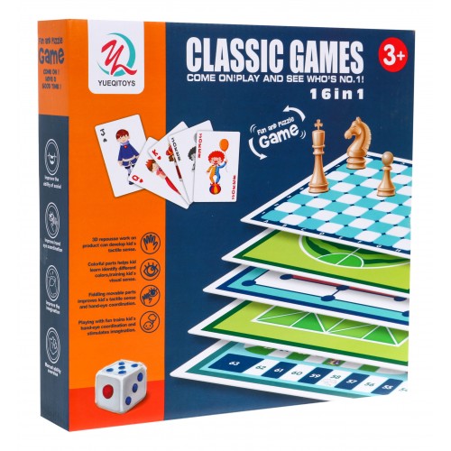 Mega súprava Stolových hier 16v1 pre deti a dospelých Stolové hry + Kartové a logické hry